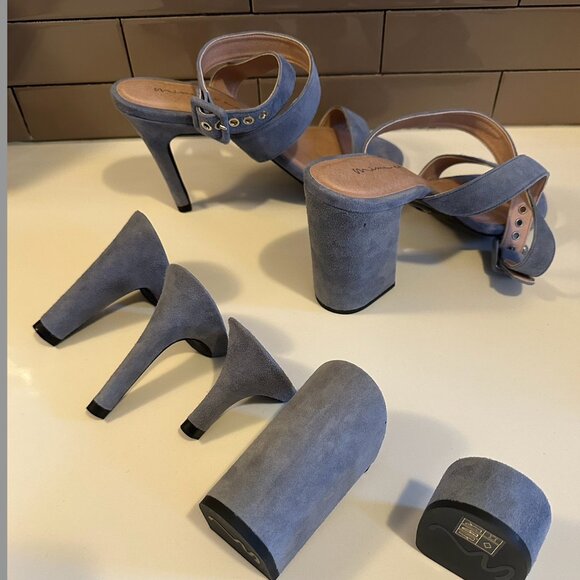 Mime et moi - Interchangeble Heels - Blue Suede - Picture 6 of 11